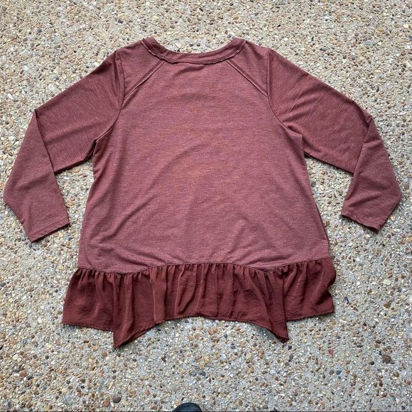 LOGO Lounge Lori Goldstein Carly Style Ruffle Shark Bite Tunic Size XL - Picture 10 of 10